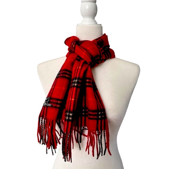 Burberry Red Check Lambswool Scarf - Picture 1 of 7